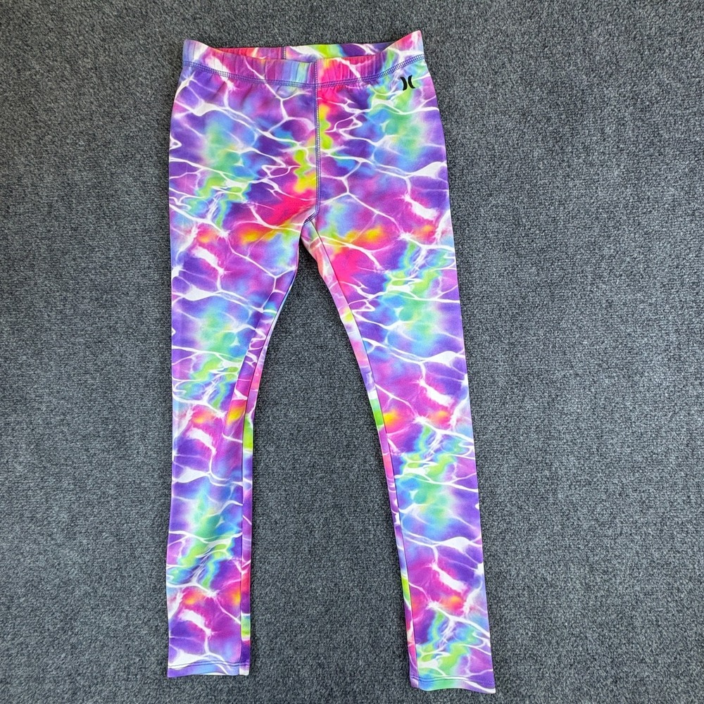 Hurley Leggings Girls 25x25 Multicolor Tie Dye Logo‎ High Waisted Yoga Athletic